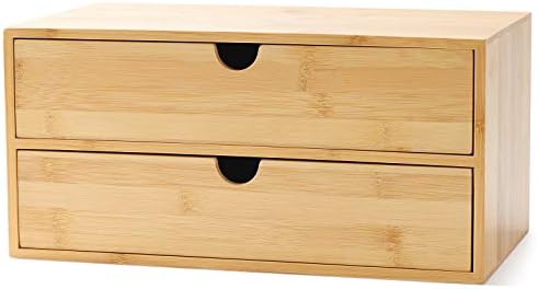 Bamboo Desk Drawer Organizer, Desktop Organizer with Drawers(2 Drawers) by Wisuce