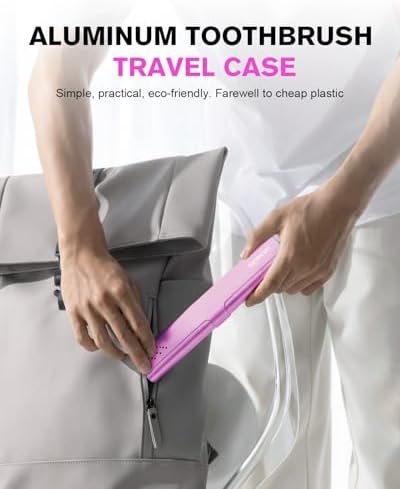 Toothbrush Case Cover for Traveling, Aluminum Toothbrush Holder for Manual Toothbrush + Mini Toothpaste, Portable Tooth Brush Storage Box for Camping Business Trip-Pink (1 Pack) - Image 4