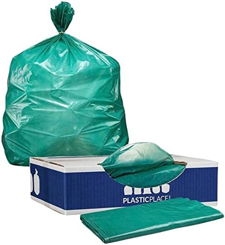 Plasticplace 64-65 Gallon Trash Can Liners for Toter │ 1.5 Mil │ Green Heavy Duty Garbage Bags │ 50” x 60” (50 Count) (W65LDGTL) by Plasticplace