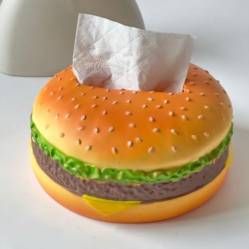 Hamburger Shaped Tissue Box Cover, Cute Burger Napkin Holder, Desktop Facial Tissue Dispenser, Kitchen Countertop Tissue Container - Image 6