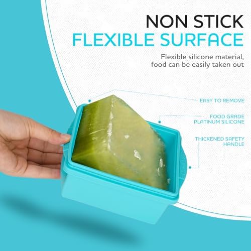Xomoo 2 Cup Silicone Freezer Trays with Lids, Silicone Soup Freezer Molds - Leakproof, BPA-Free, Stackable, Microwave & Dishwasher Safe, Perfect for Soups, Sauces, Meal Prep, and Baked Goods - 4 Pack - Image 5