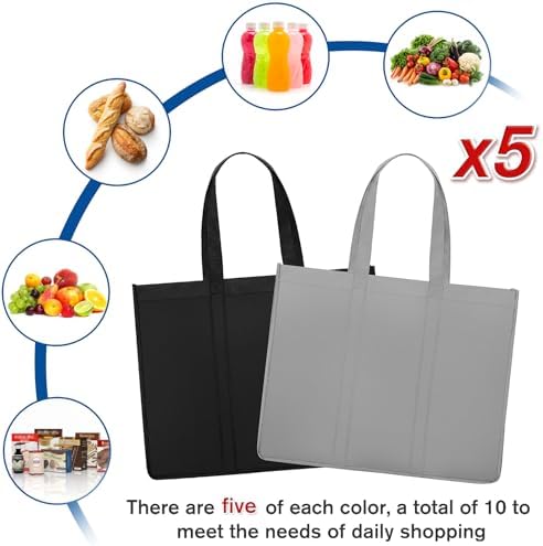 Reusable Grocery Shopping Bags 10 Pack Large Foldable Tote Bags Bulk - Image 5