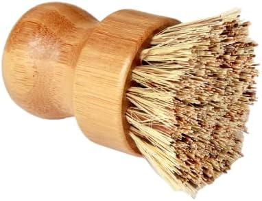 Heritage Products Cast Iron Scrub Brush, Palm Brush Kitchen Dish Scrubber with Natural Bamboo Wood Handle and Densely Packed Nylon Bristles Protects Nonstick Cast Iron Seasoning During Dishwashing - Image 2