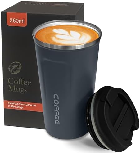 Insulated Travel Coffee Mug, Stainless Steel Coffee Cup with Leakproof Lid by YINBAOGE
