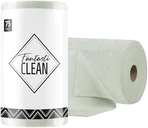 Fantasticlean Microfiber Cleaning Cloth Roll- 75 Sheets, 12"x12"(MossGreen) by Fantasticlean