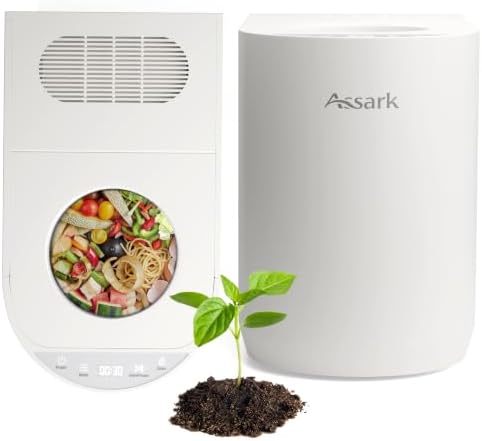 Smart 5L Electric Composter for Kitchen, Large Countertop Compost Bin with Carbon Filter & Auto-Cleaning,One-Touch Start, Smart Humidity-Sensing LED Display,Visible Window Odorless Low Noise by SimpleEasierSafer