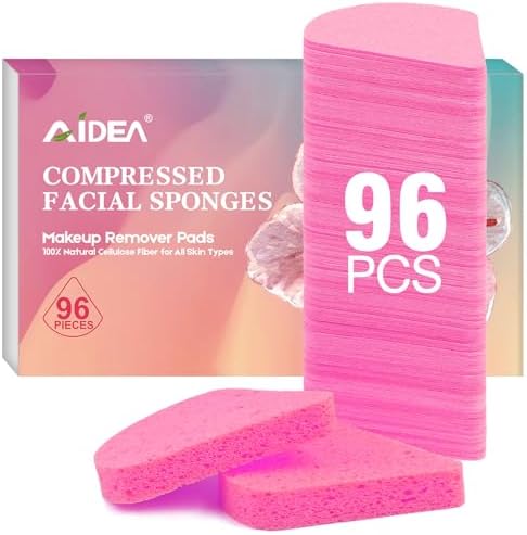 AIDEA Compressed Facial Sponges, 96Count, Fcae Sponges for Cleansing, Pink by AIDEAHOME