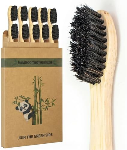 Horsehair Bamboo Toothbrush 10 Pack Plastic Free Numbered Set by Unknown
