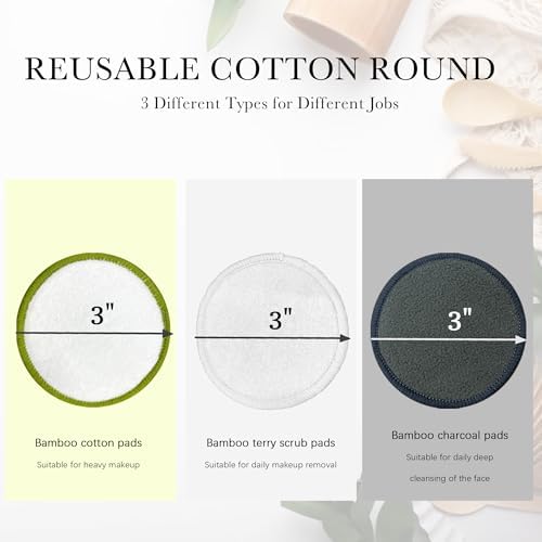 30 Packs Reusable Bamboo Charcoal Makeup Remover Pads for Face - Image 2