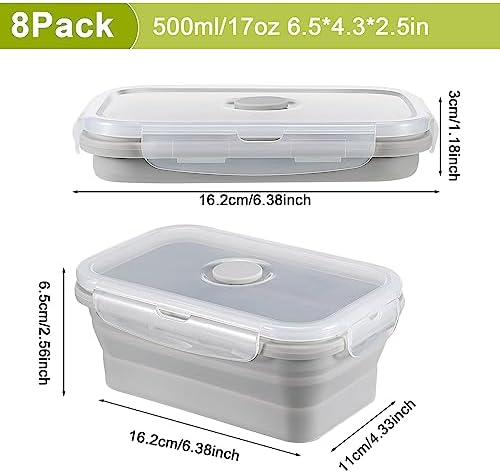 Mifoci 8 Sets of Silicone Collapsible Bowls, Gray, 17 Oz/ 500 ml - Image 2