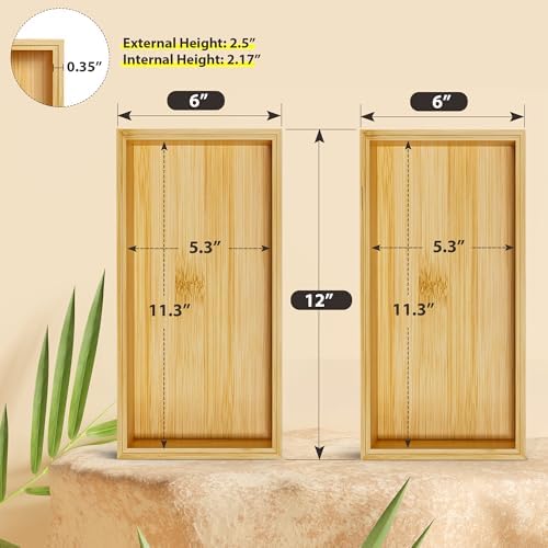 Bamboo Kitchen Drawer Organizer, Deep 2-Pack, 12" x 6" x 2.5" - Image 2