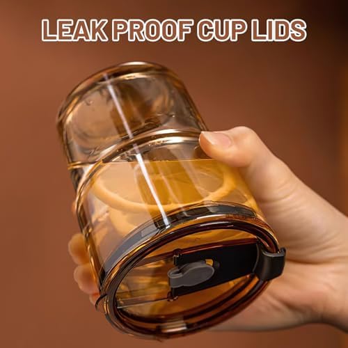 Luxfuel 13 oz Glass Cups with Lids and Straws Reusable Iced Coffee Tumbler - Image 3