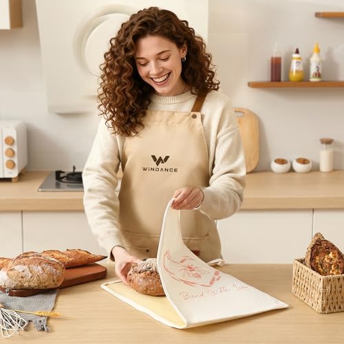 Sourdough bread Bags for Homemade Bread-2 Pack XL Reusable Beeswax Bread Bags for Homemade Bread Freezer & Refrigerator 17"×13" Natural Beeswax-Lined Cotton Food Storage Bags to Keep Fresh yellow - Image 3
