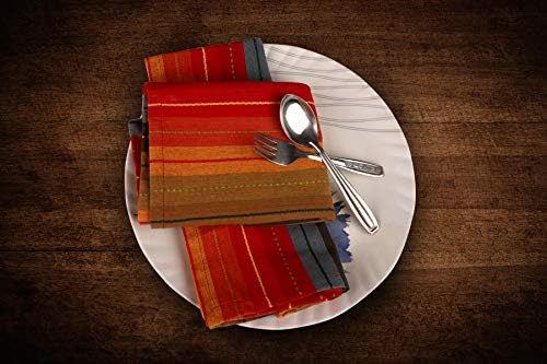 Urban Villa Kitchen Towels 100% Cotton Dish Towels for Kitchen (Set of 6) 20"x30" Highly Absorbent Kitchen Linen Set with Hanging Loop Dish Cloths Perfect for Drying Dishes Cleaning Towels - Red Multi