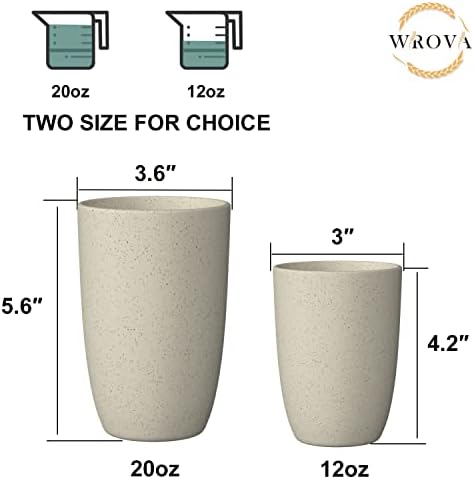 Wrova Wheat Straw Cups 6 PCS Good Alternative to Plastic Reusable Cups 20 oz Unbreakable Drinking Cup Reusable Dishwasher Safe Water Plastic Glasses Mixed Color - Image 3