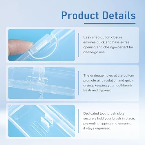Travel Toothbrush Holder, Transparent (10-Pack) - Image 3