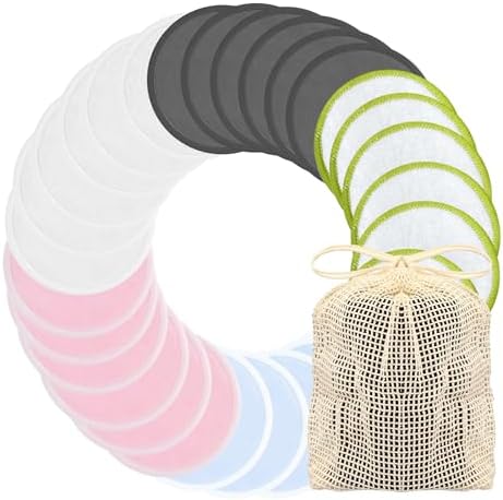 Chloven Reusable Cotton Rounds 30 Pack Washable Bamboo Makeup Remover Pads by ChlovenUS
