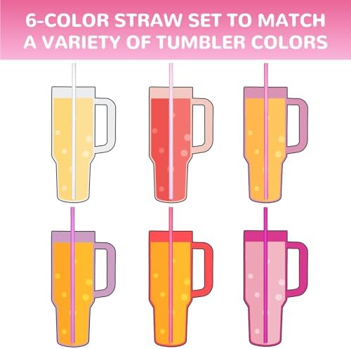NiHome 12-Pack Plastic Reusable Straws Fit for Stanley 40 30 64 oz Tumbler - Image 4