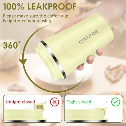 CS COSDDI 12 oz Coffee mug - Stainless Steel Coffee Cup with Leakproof Lid - Image 2