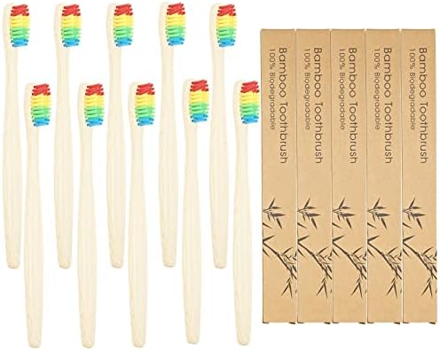 SEVENHEAD 10 PCS Bamboo Toothbrushes Soft Bristles Wooden Toothbrushes for Adult, Natural Biodegradable BPA Free Eco Friendly Toothbrushes Colorful by SEVENHEADSPRODUCT
