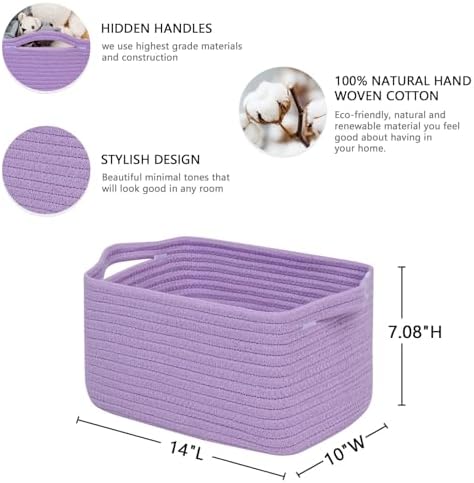 CubesLand Cube Storage Organizer Basket Bin, Cotton Rope Shelves Basket - Image 2
