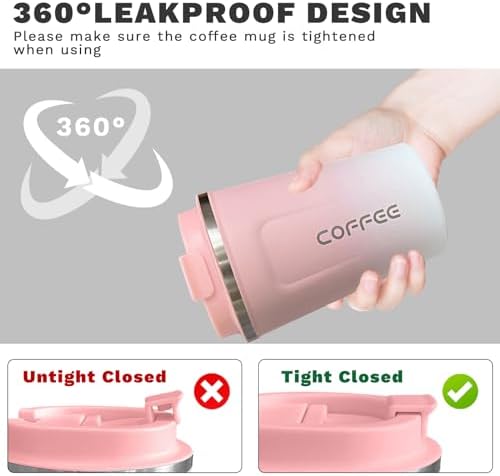 Insulated Travel Coffee Mug, Stainless Steel Coffee Cup with Leakproof Lid - Image 5