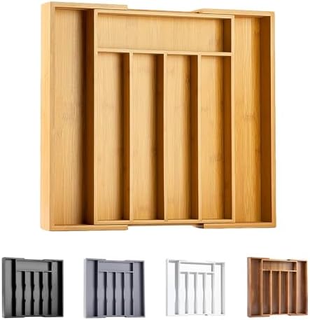 Bellsal Silverware Organizer Kitchen Drawer Organizer Expandable Bamboo Utensil Holder Cutlery Tray for Kitchen Utensil and Flatware Bedroom Office by Bellsal