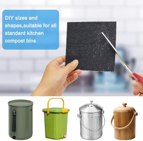 6.7inch & 5inch Charcoal Filters for Kitchen Compost Bucket, Compost Filter for Countertop Bin,Compost Pail Replacement Activated Carbon Charcoal Filters, Round& Rectangle - Image 5
