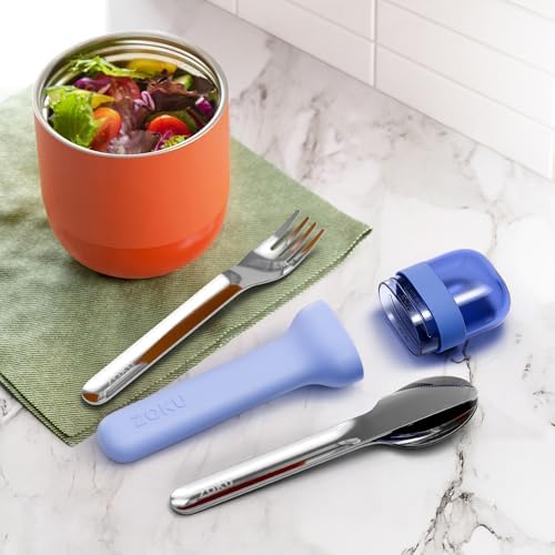 Zoku Pocket Utensil Set Stainless Steel Fork, Knife, and Spoon in Case Blue - Image 6