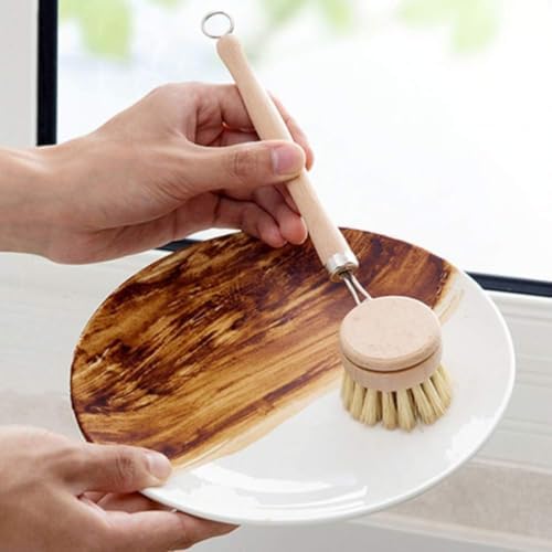 Kitchen Dish Brush Bamboo Cast Iron Pan Pot Scrubber 5 Pcs - Image 5