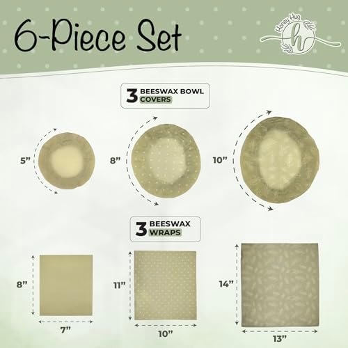 Beeswax Wraps for Food – 6 Pack Reusable Bees Wax Wraps & Beeswax Bowl Covers | Easy to Clean Sustainable Food Storage, Earth Friendly Wraps for Sourdough Bowl Covers, Plastic Free Alternative - Image 4