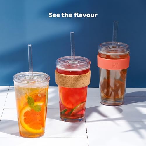 KeepCup Cold Cup - Longplay Double wall Glass Ice Coffee Tumbler with Lid and Straw - 16oz (454ml) - Cloud - Image 4