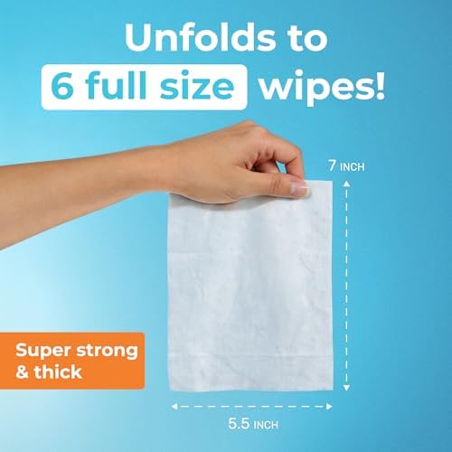 Impossibly Compact Travel Flushable Wipes - 99.5% Water and Aloe - Safe for Sensitive Skin & Hypoallergenic - Travel Essentials for Adults & Kids, Unscented, 48 Pack 288 Wipes - Image 3