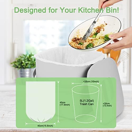 Biodegradable Trash bags 120PCS, Aievrgad 5L/1.2Gallon small Garbage bags/For Countertop Bin. Bin Liner/Trash/rubbish Bags, 100% Recycled,Tough, degradable, Compost Bags for Food/garden-white - Image 3