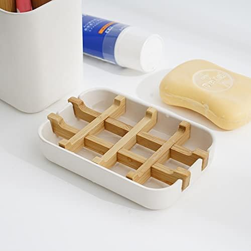 2 Pack Bamboo Soap Dish, Self-Draining Soap Box, Wooden Bamboo Bar Soap Holder for Shower, Bathroom, Kitchen, Bathtub, Bar Sink (White and Black) - Image 3