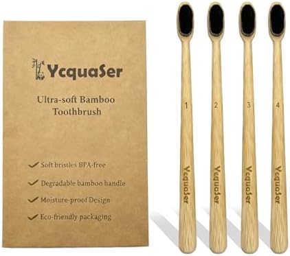 Extra Soft Bamboo Toothbrush,Natural Soft Toothbrushes for Adults,Micro Nano10000 Bristles Toothbrushes for Sensitive Gum,Fully Biodegradable,4 Pack by Unknown