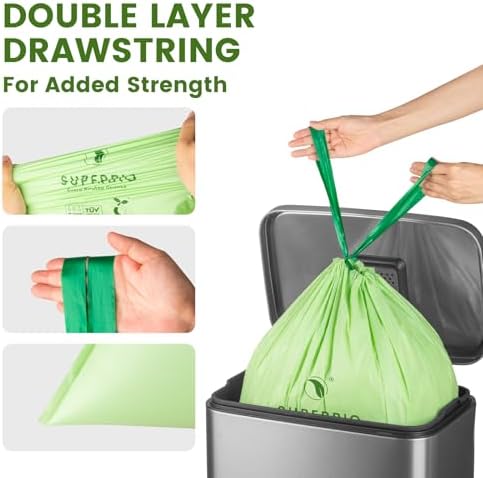 SUPERBIO 4 Gallon Compostable Drawstring Food Scrap Bags - Image 5