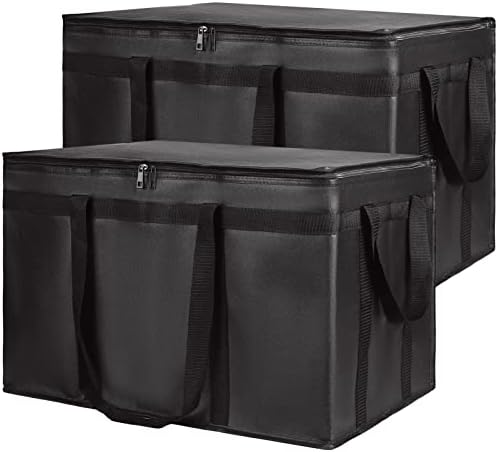 2-Pack Insulated Food Delivery Bag, XXX-Large Cooler Bags, Black by CIVJET