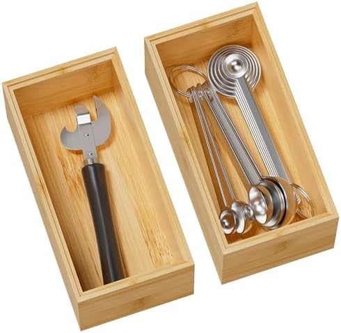 Bamboo Kitchen Drawer Organizer, Deep 2-Pack, 6" x 3" x 2.5" by Greatseas