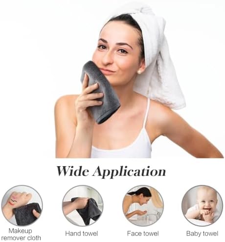 SINLAND Microfiber Facial Cloths Fast Drying Washcloth 12inch x 12inch Absorbent Face Wash Cloth Soft Makeup Remover Cloths - Image 3