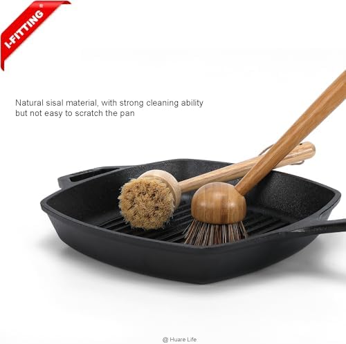 Bamboo Dish Scrubber, Wooden Kitchen Cleaning Brush Set - Image 2