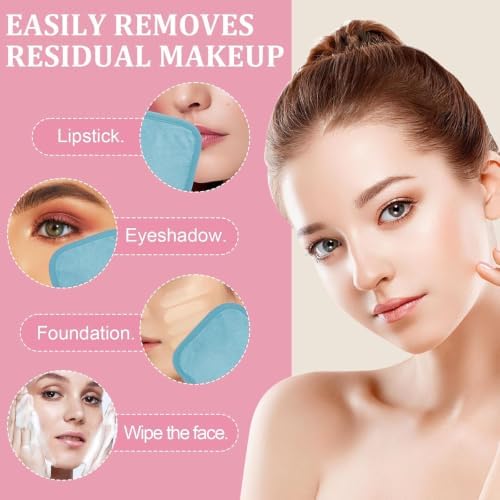 Puomue Makeup Remover Cloth 12 Pack, Ultra Soft and Reusable Microfiber Makeup Remover Towels for All Skin Types, Perfect Face Towels for Women, 6 Inch x 6 Inch, Blue - Image 5