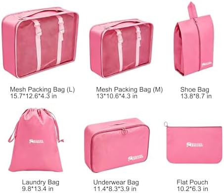 6 Set Packing Cubes, Luggage Packing Organizers for Travel Accessories, Carry on Suitcase Organizer Bags, Travel Essentials Luggage Accessories for Cruise Ship(Pink) - Image 2