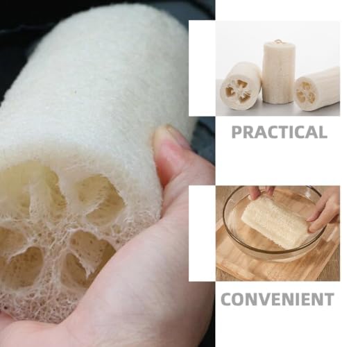 FRCOLOR Natural Loofah Sponge Dishwashing Scrubber 3pcs Set with Hanging Rope, Biodegradable Kitchen Cleaning Brush for Dishes and Pots, Multipurpose Vegetable Fiber Bowl Washing Tool - Image 3