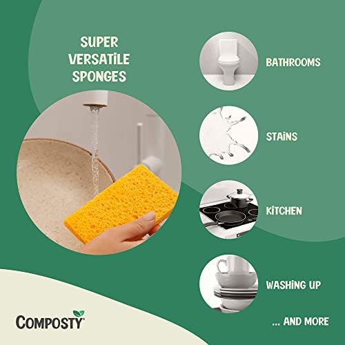 Pop-Up Compostable Sponges 12-Pack – Eco-Friendly Biodegradable Cellulose Kitchen Sponges (Plastic-Free, Non-Scratch, Compressed & Expanding) for Dishes, Kitchen & Bathroom by Award Winning Composty - Image 5