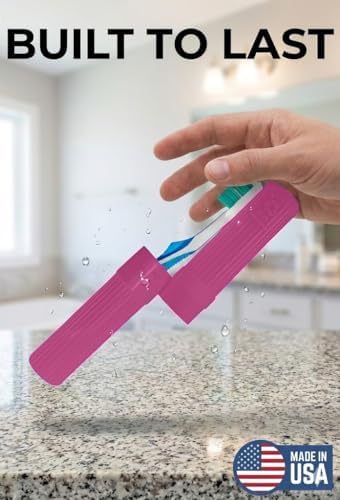 American Comb Toothbrush Holder - Pink, Made in USA, with Ventilation Holes, for Toothbrush Covers, Toothbrush Holder, Toothbrush Soft, Durable Design, Hygienic Bathroom Accessory - Image 3