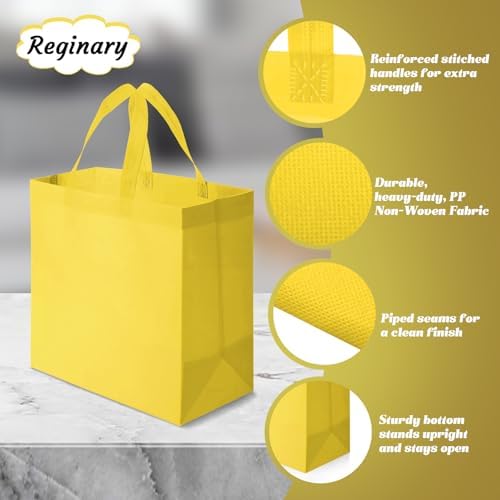 Reginary 100 PCS Non Woven Tote Bags Bulk,Yellow - Image 5