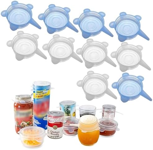 Silicone Can Lids (10 Pack, All 2.6'' Diameter), Reusable Silicone Stretch Lids for Pet Food Cans, BPA-free Seal Can Covers for Yogurt Jars Soda Regular Mason Jars Canned Pet Foods by Adpartner