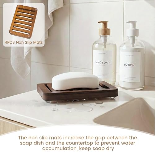 Curved Slotted Wood Soap Dish, 1 Pack, Dark Brown - Image 4