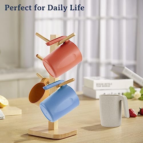 Wrova 16oz Wheat Straw Cups with handles set of 6-Plastic Cups Reusable-Unbreakable Kids Mugs-Dishwasher Safe & Microwave Safe-Ideal Plastic Mugs for Tea,Coffee,Camping,RV-Vibrant Color - Image 5